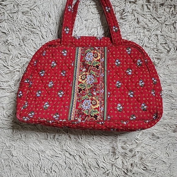 Vintage Retired Pattern Vera Bradley Provincial Red Small Bowling Bag Purse Y2K - Picture 12 of 13